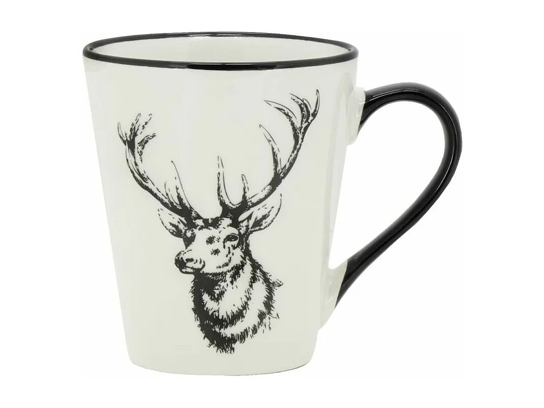 Vaisselle Cerf en porcelaine blanche et noire (lot de 6) Tasse