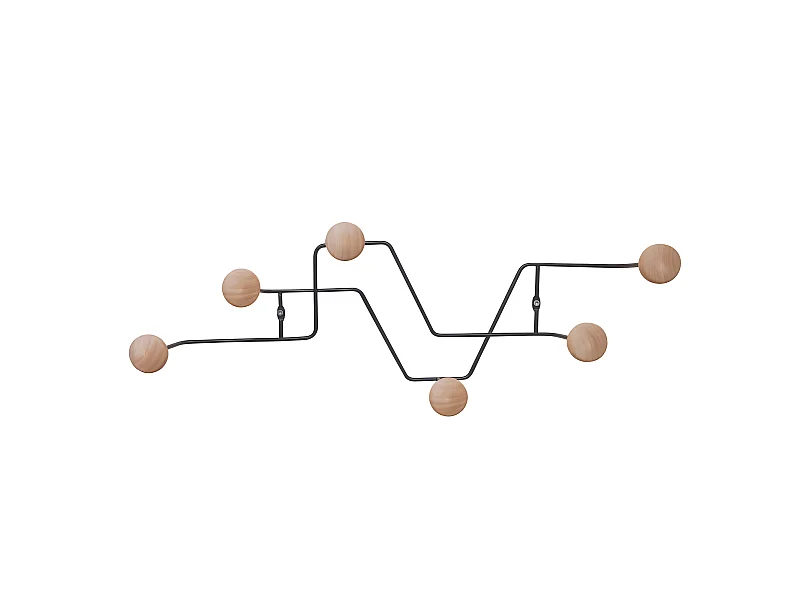 Porte-manteaux 6 patères Zig Zag Noir  Present Time