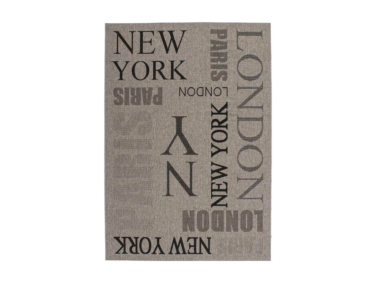 tapis salon 160x230 tissé gris rectangle motif texte LYN45 FOUNTI