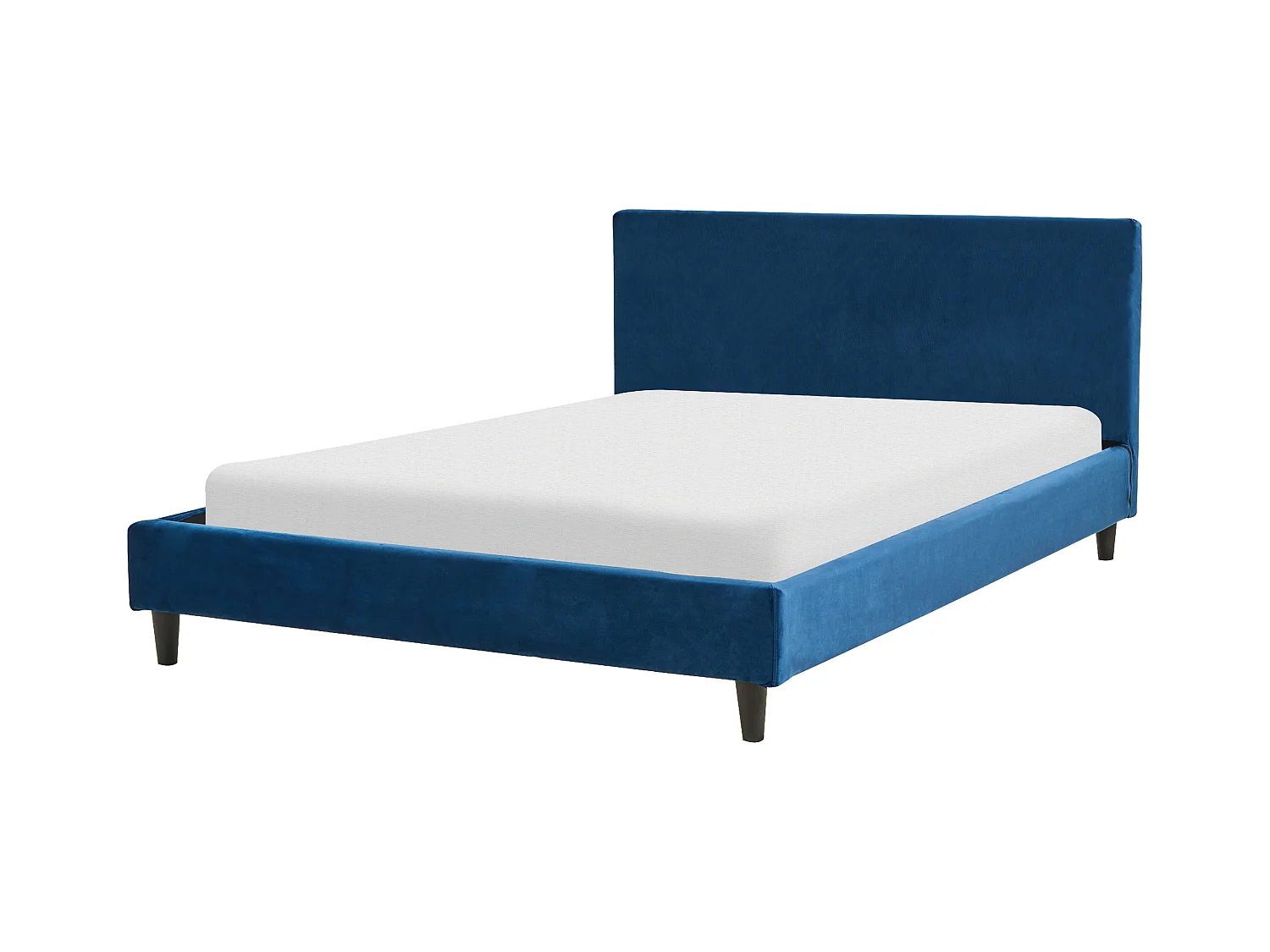 Modernes Doppelbett abnehmbarer Bettrahmenbezug Lattenrost 140 x 200 cm Samtstoff blau Fitou