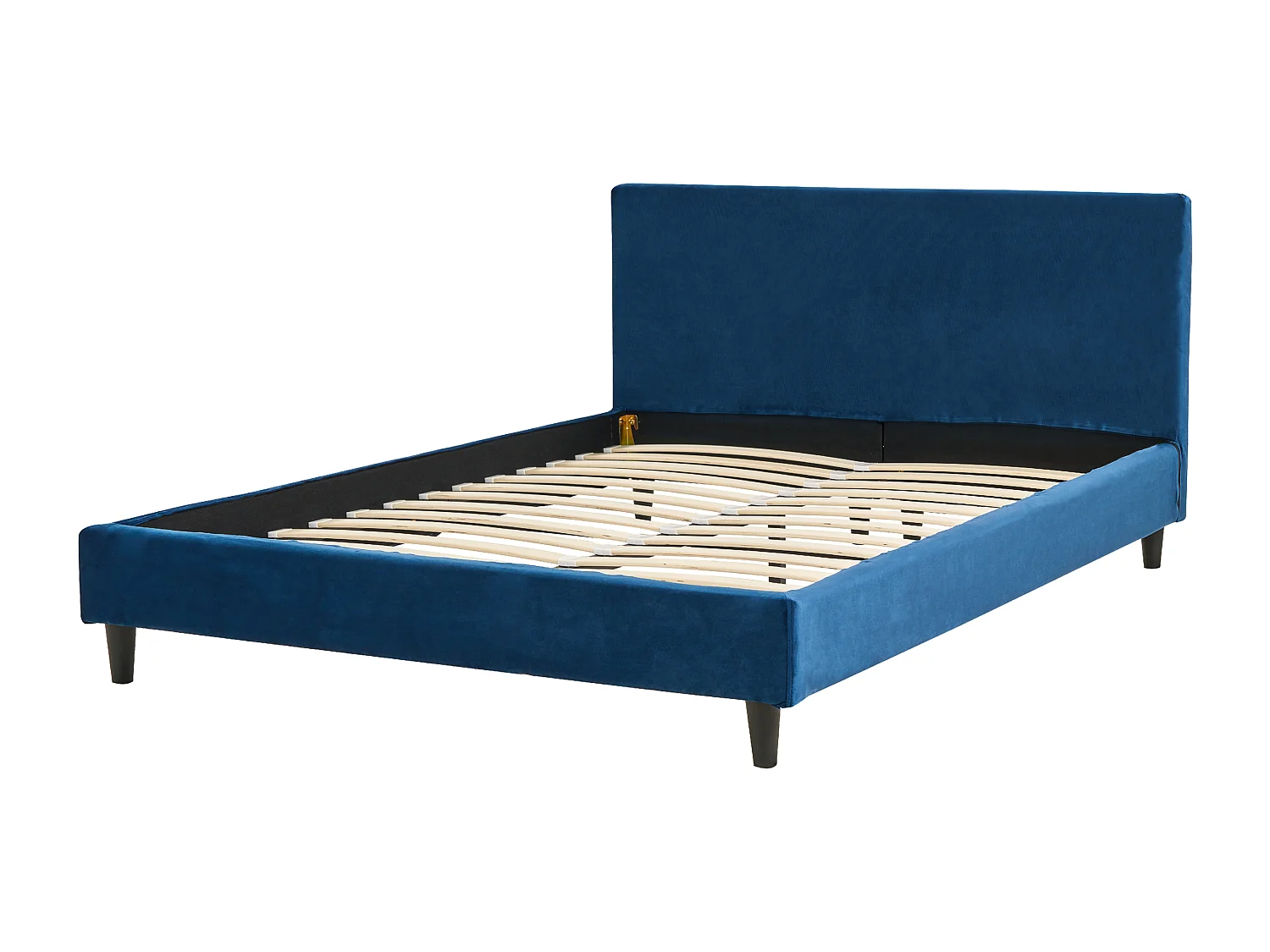 Lit avec sommier Velours FITOU 140 x 200 cm Bleu foncé