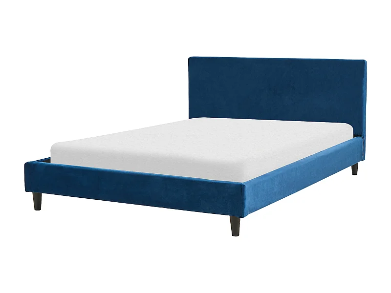Modernes Doppelbett abnehmbarer Bettrahmenbezug Lattenrost 140 x 200 cm Samtstoff blau Fitou