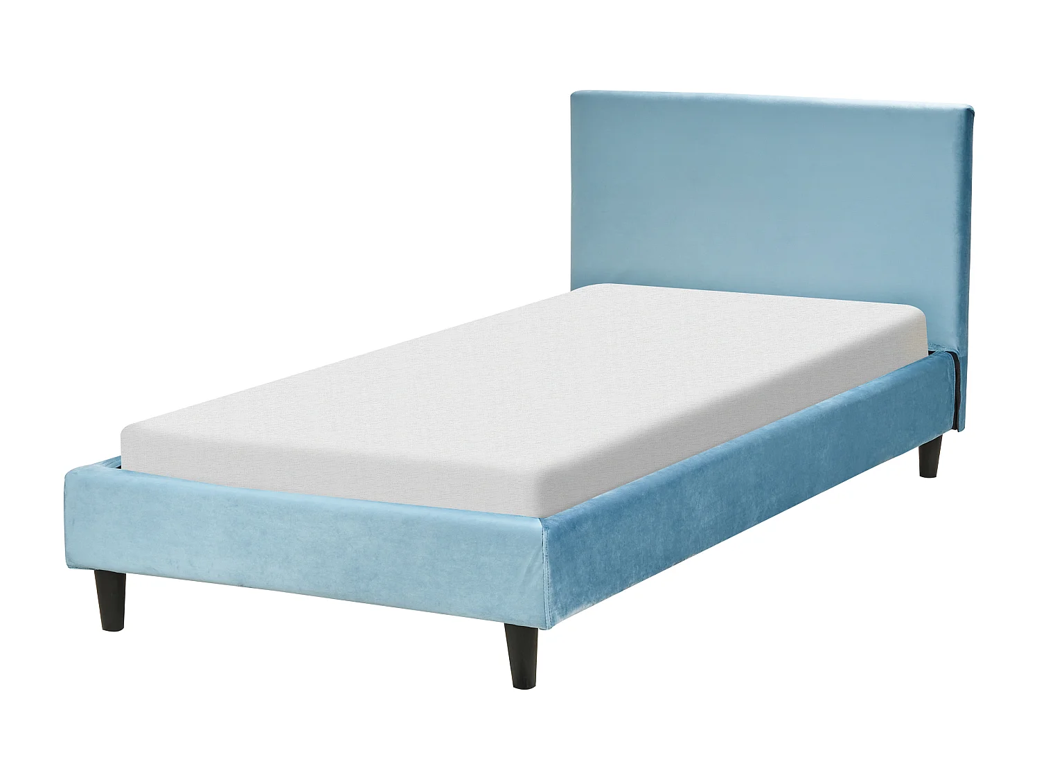 Lit avec sommier Velours FITOU 90 x 200 cm Bleu clair