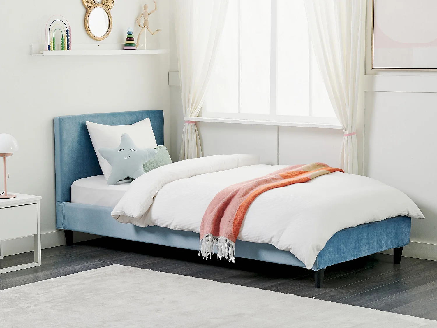 Bed fluweel lichtblauw 90 x 200 cm FITOU