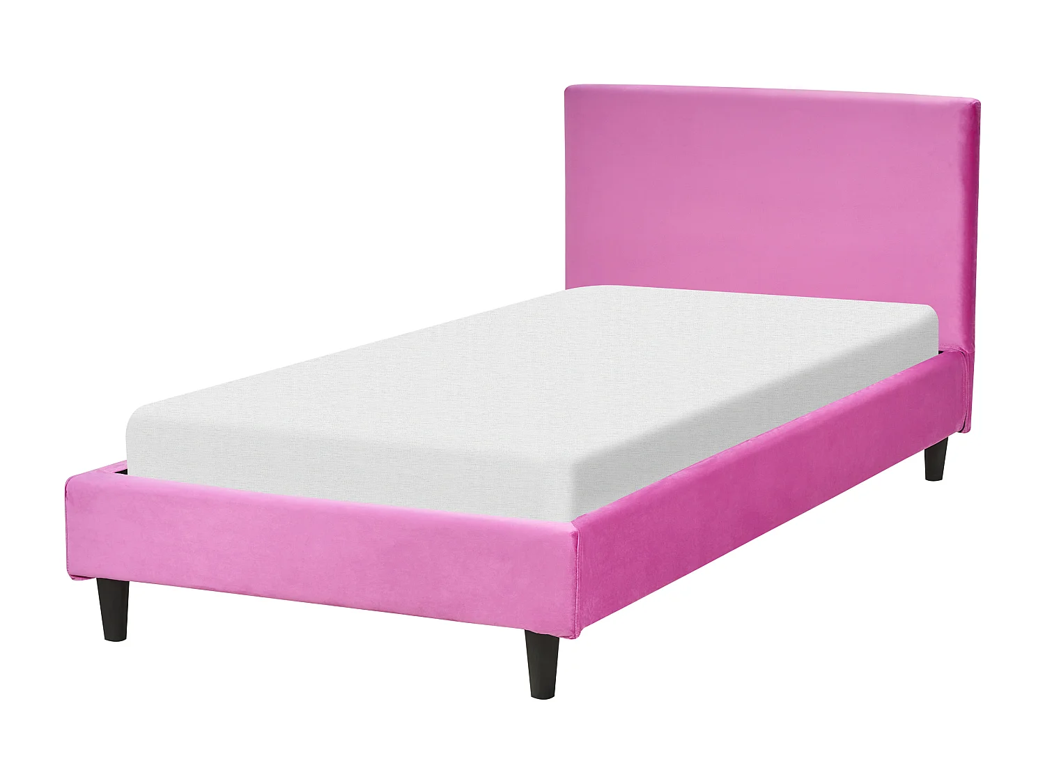 Lit avec sommier Velours FITOU 90 x 200 cm Rose fushia