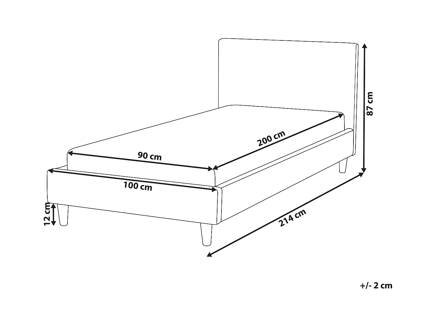 Lit avec sommier Velours FITOU 90 x 200 cm Rose fushia