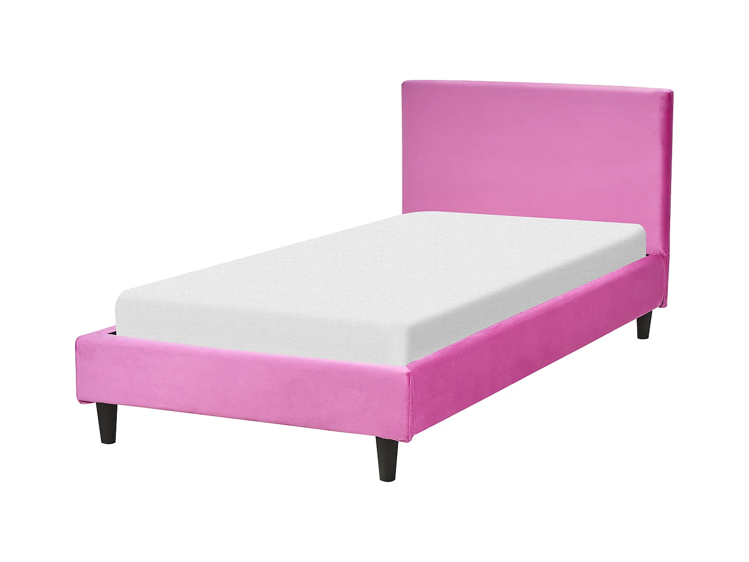 Modernes Einzelbett abnehmbarer Bettrahmenbezug Lattenrost 90 x 200 cm Samtstoff rosa fuchsia Fitou