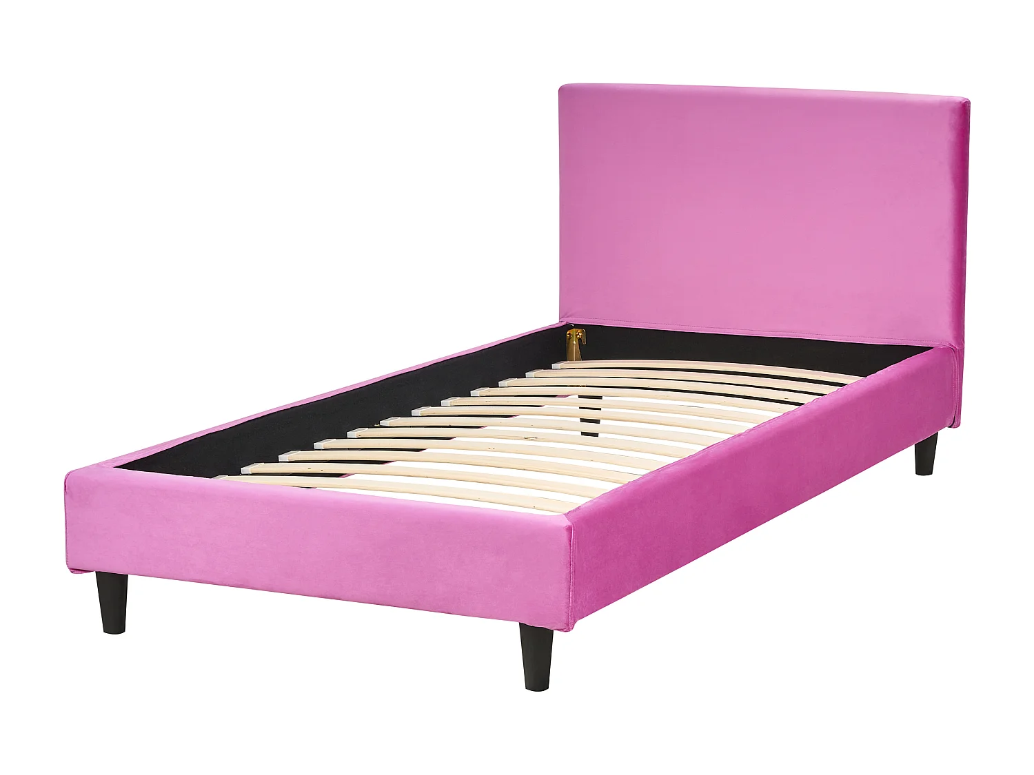 Lit avec sommier Velours FITOU 90 x 200 cm Rose fushia