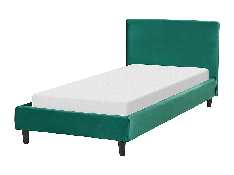 Lit avec sommier Velours FITOU 90 x 200 cm Vert foncé