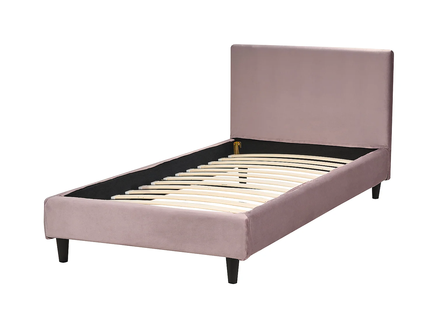 Modernes Einzelbett abnehmbarer Bettrahmenbezug Lattenrost 90 x 200 cm Samtstoff rosa Fitou
