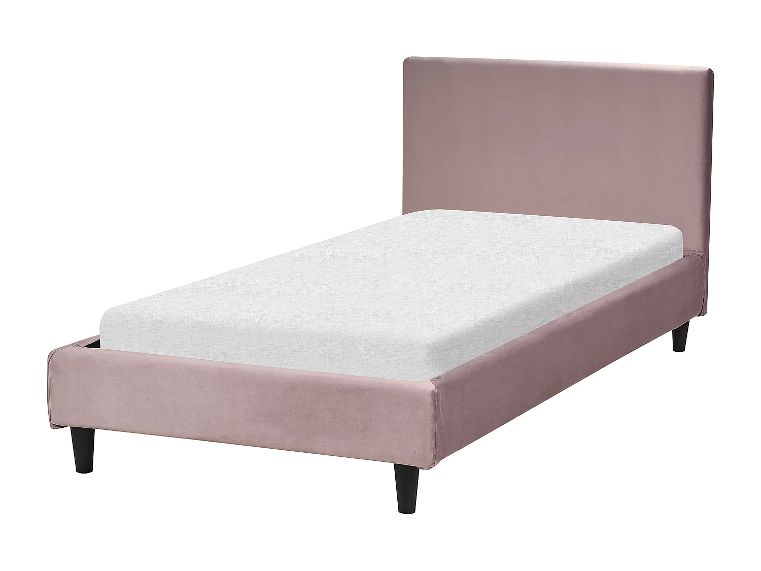 Lit avec sommier Velours FITOU 90 x 200 cm Rose