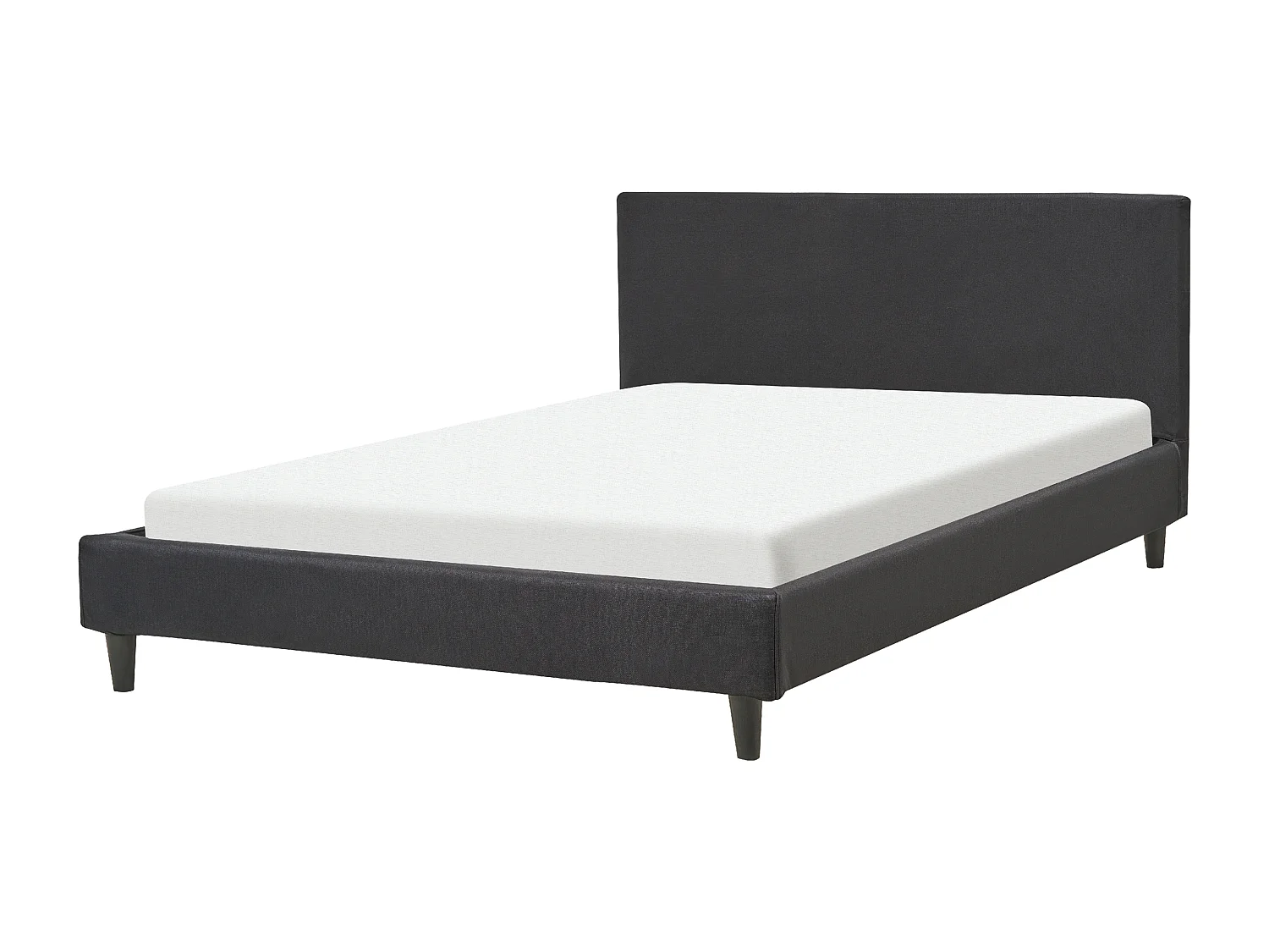 Modernes Doppelbett abnehmbarer Bettrahmenbezug Lattenrost 140 x 200 cm Stoff schwarz Leinenoptik Fitou