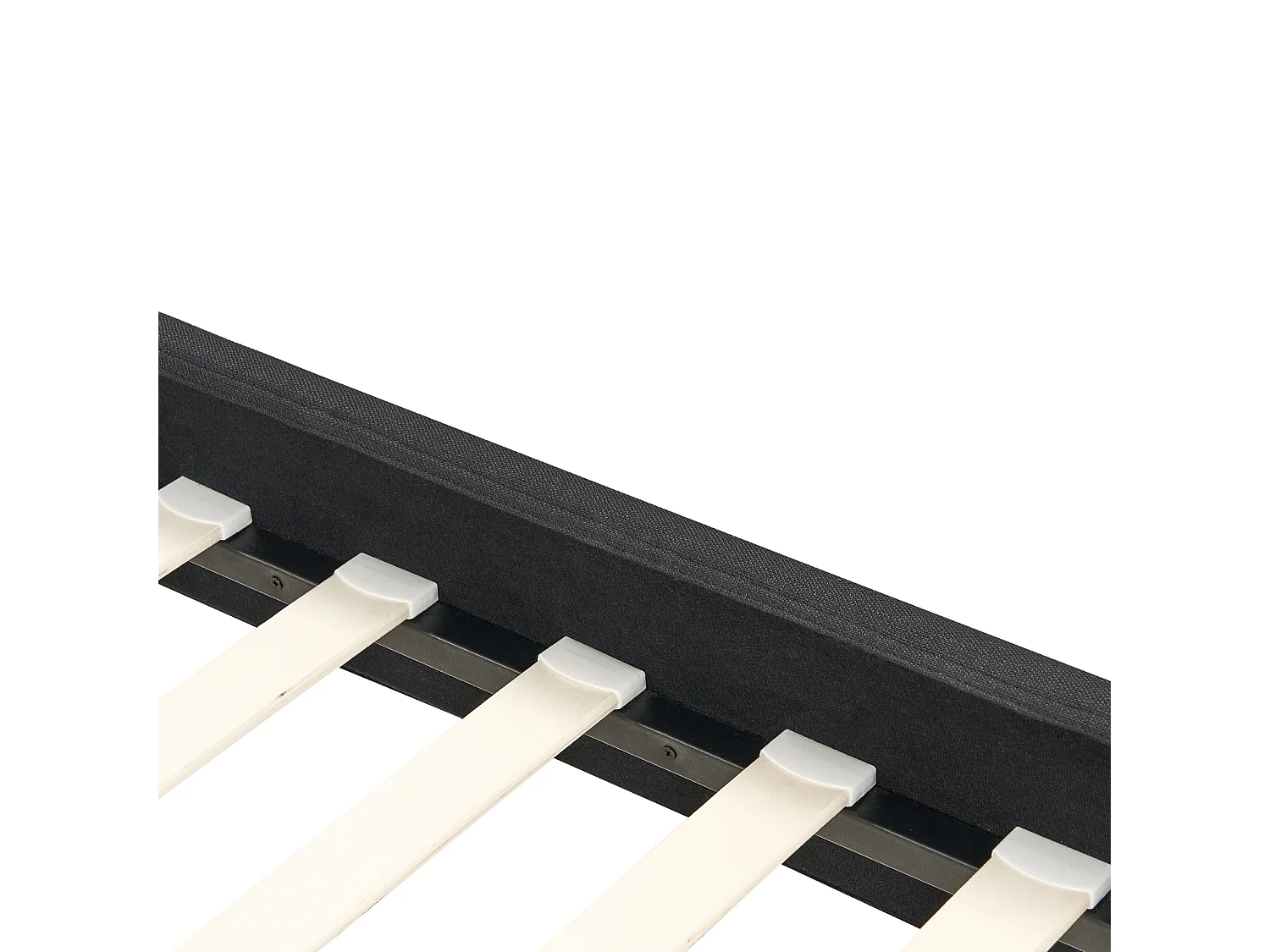 Modernes Doppelbett abnehmbarer Bettrahmenbezug Lattenrost 140 x 200 cm Stoff schwarz Leinenoptik Fitou