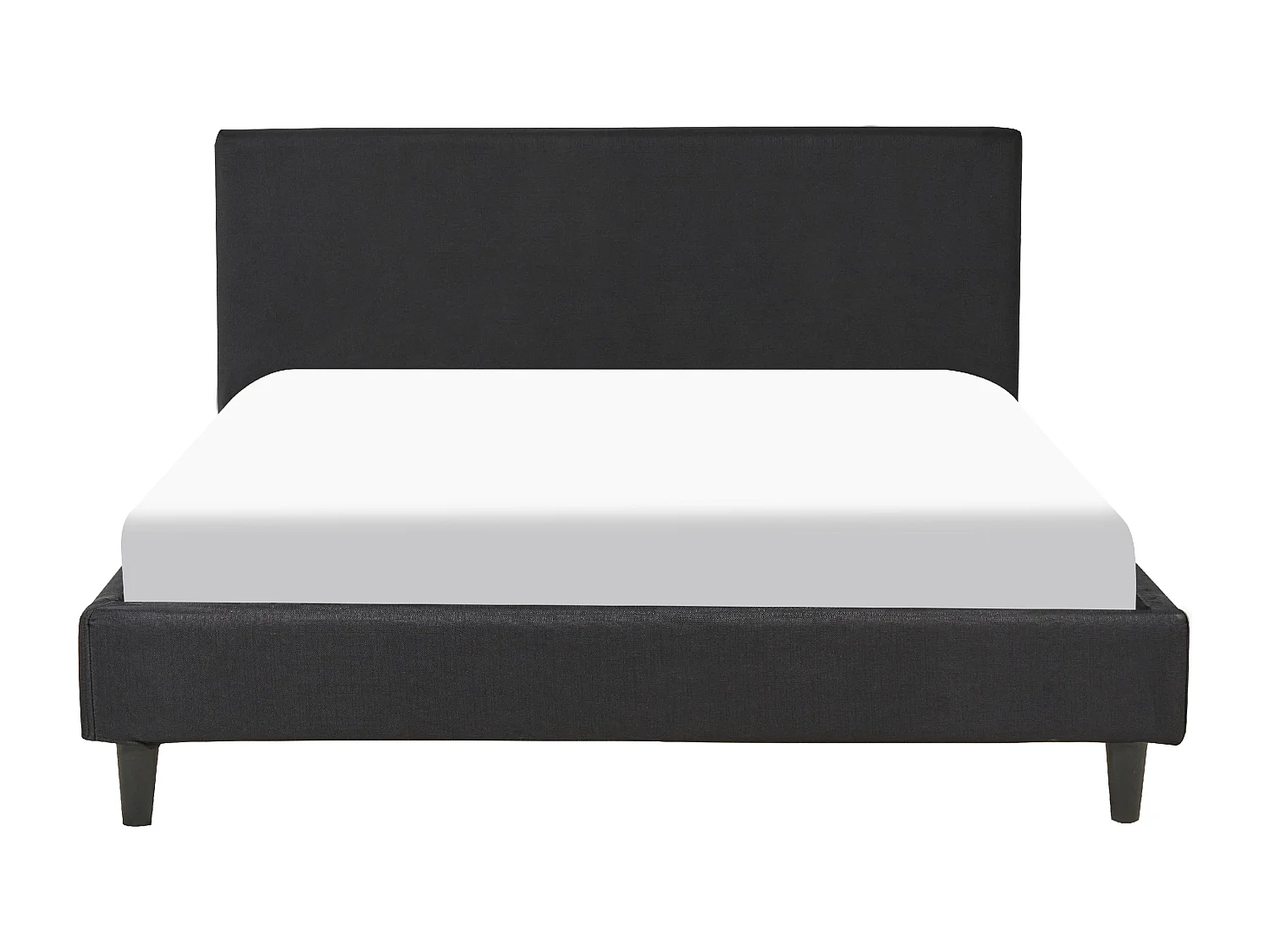 Modernes Doppelbett abnehmbarer Bettrahmenbezug Lattenrost 140 x 200 cm Stoff schwarz Leinenoptik Fitou