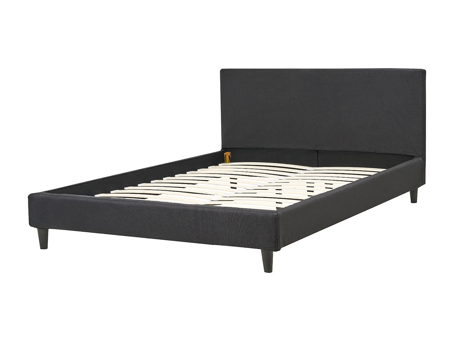 Modernes Doppelbett abnehmbarer Bettrahmenbezug Lattenrost 140 x 200 cm Stoff schwarz Leinenoptik Fitou
