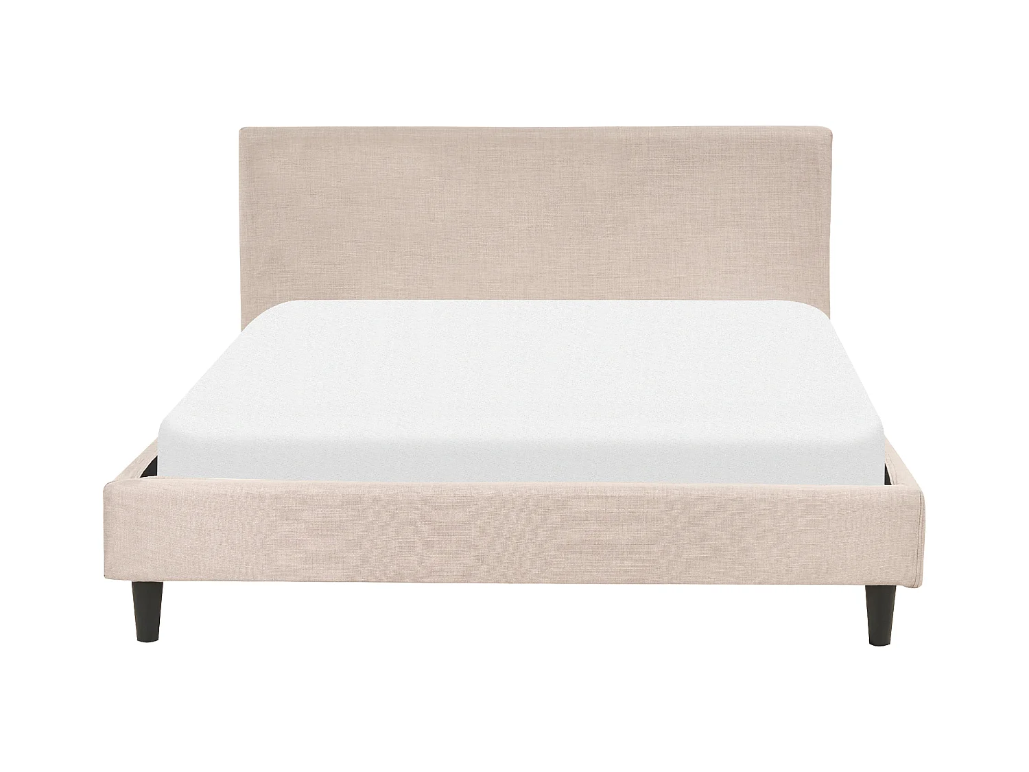 Modernes Doppelbett abnehmbarer Bettrahmenbezug Lattenrost 140 x 200 cm beige Leinenoptik Fitou