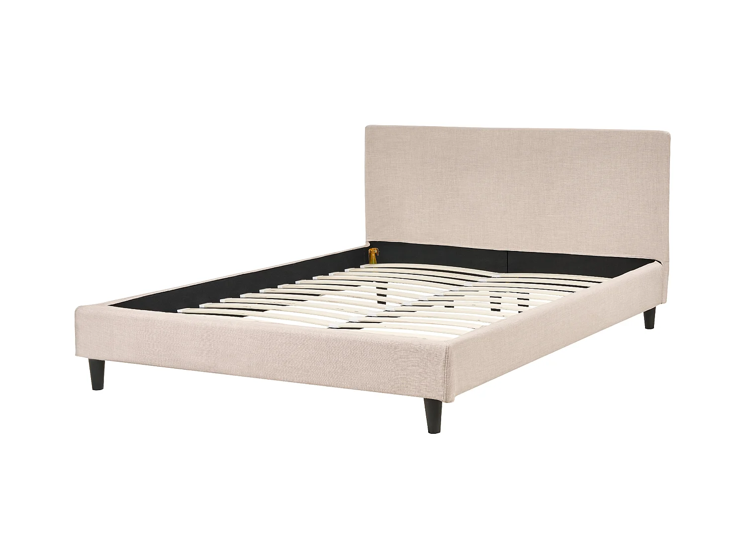 Modernes Doppelbett abnehmbarer Bettrahmenbezug Lattenrost 140 x 200 cm beige Leinenoptik Fitou