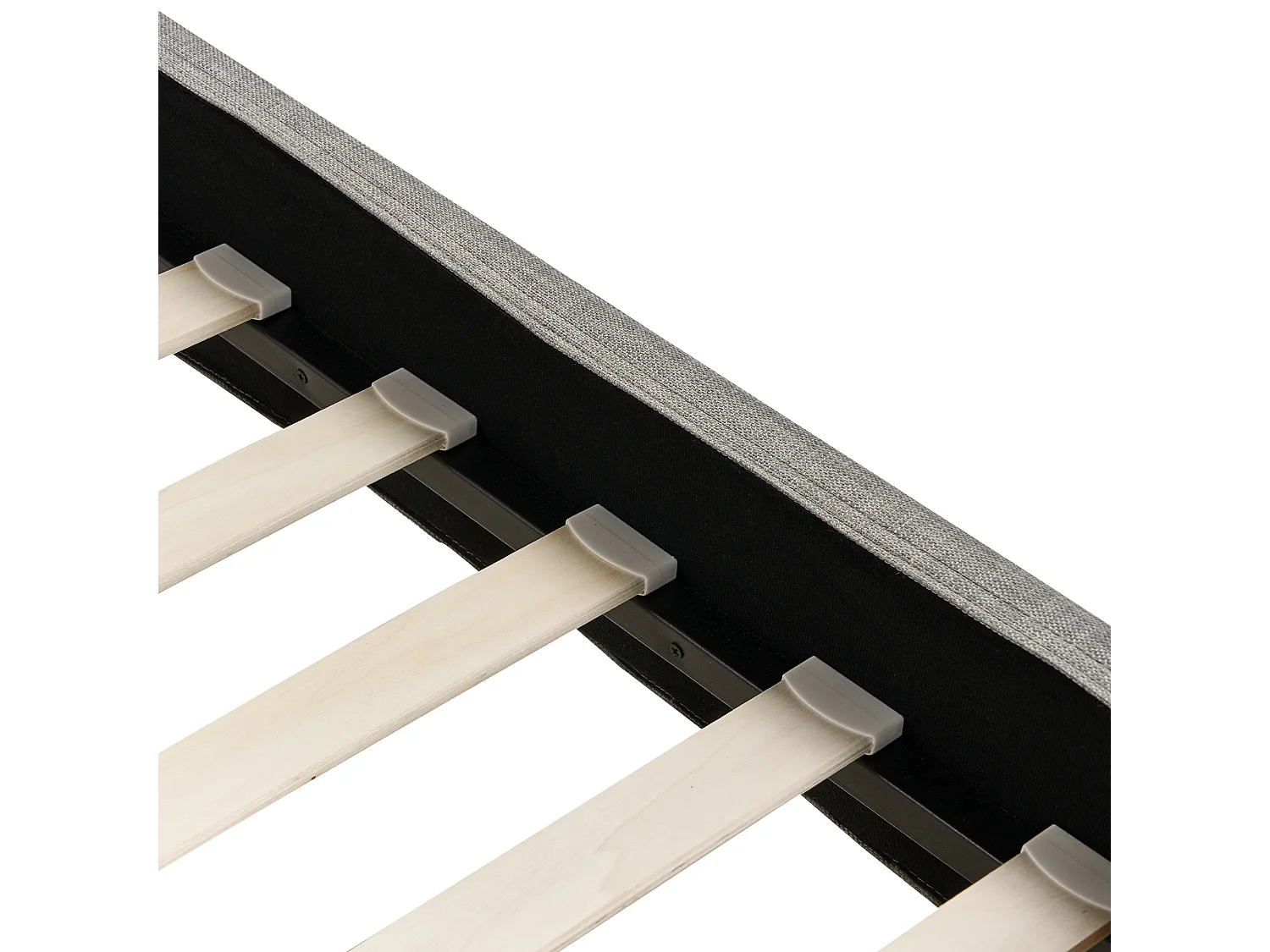 Lit avec sommier Tissu FITOU 140 x 200 cm Gris clair