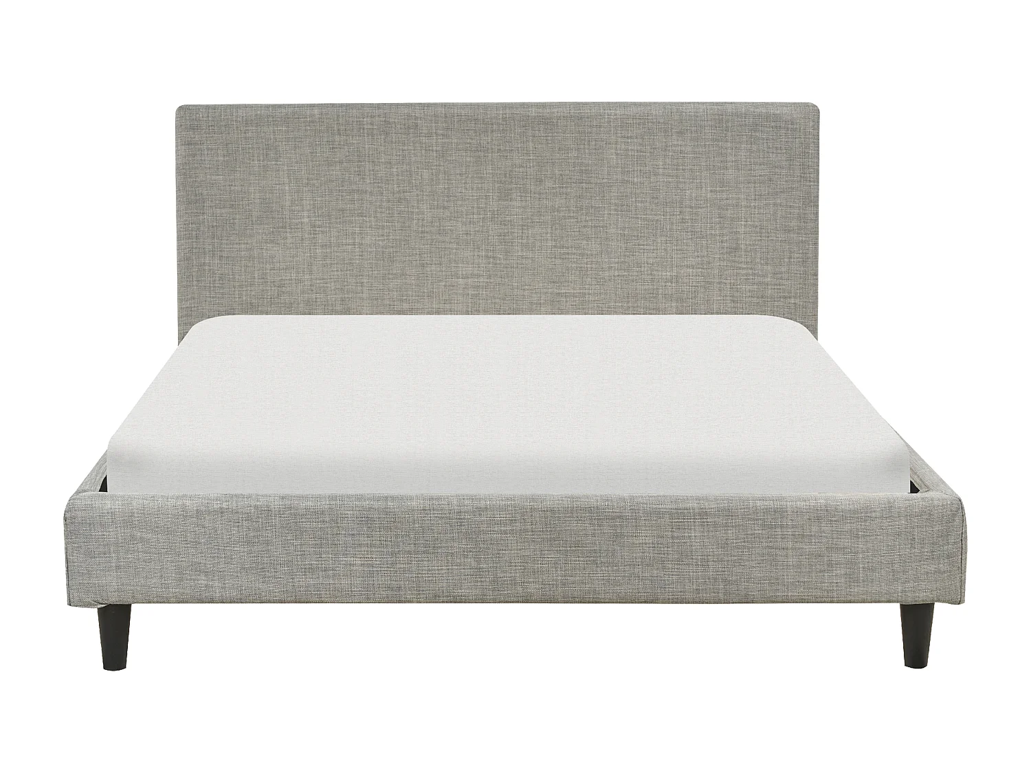Modernes Doppelbett abnehmbarer Bettrahmenbezug Lattenrost 140 x 200 cm Stoff grau Leinenoptik Fitou