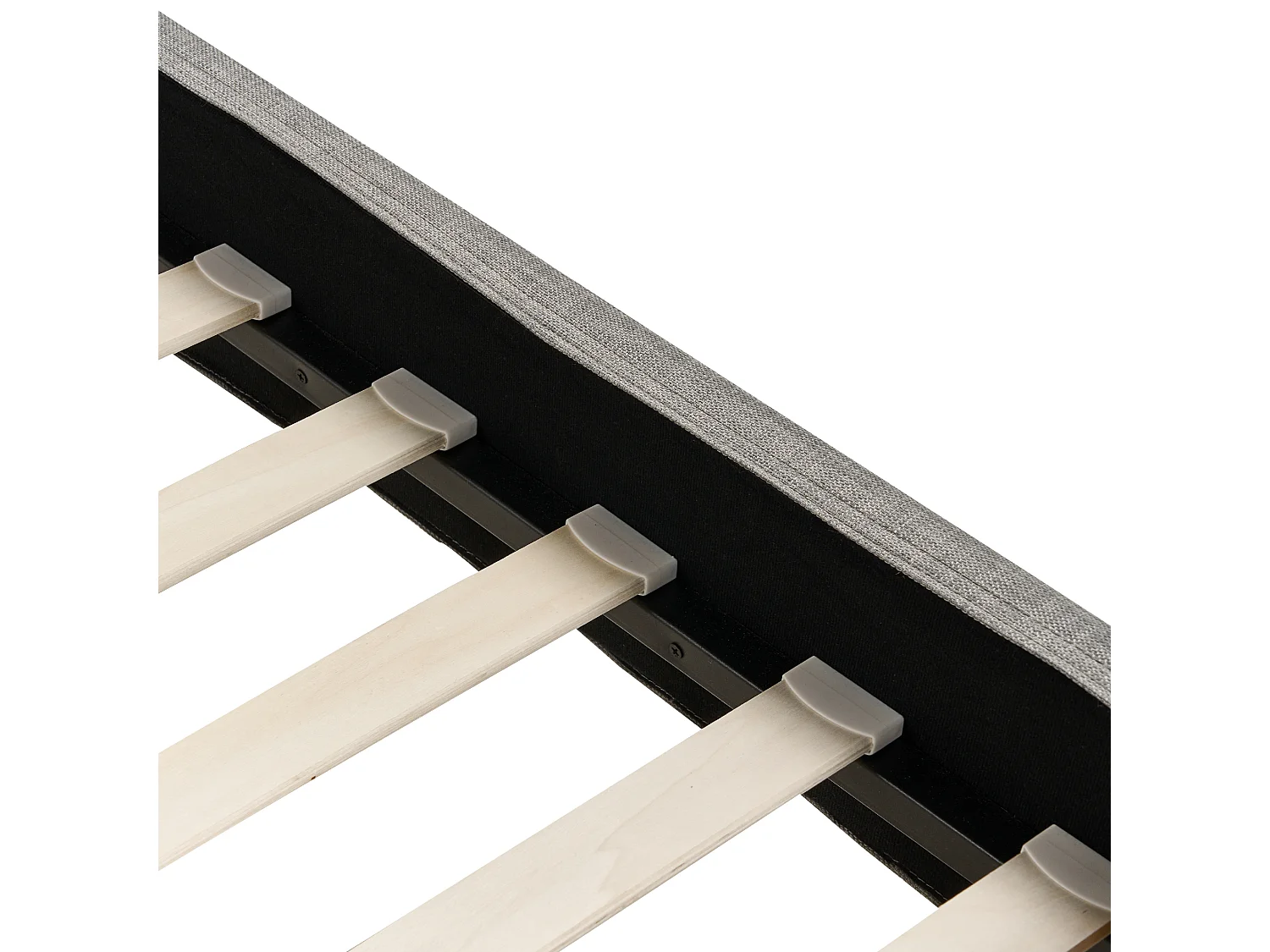 Modernes Doppelbett abnehmbarer Bettrahmenbezug Lattenrost 140 x 200 cm Stoff grau Leinenoptik Fitou