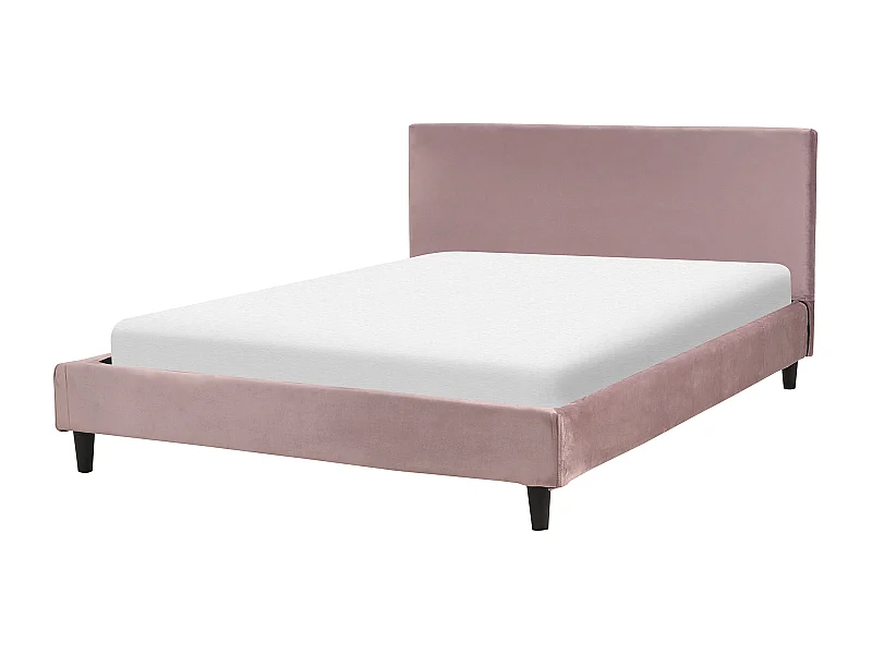 Modernes Doppelbett abnehmbarer Bettrahmenbezug Lattenrost 140 x 200 cm Samtstoff rosa Fitou
