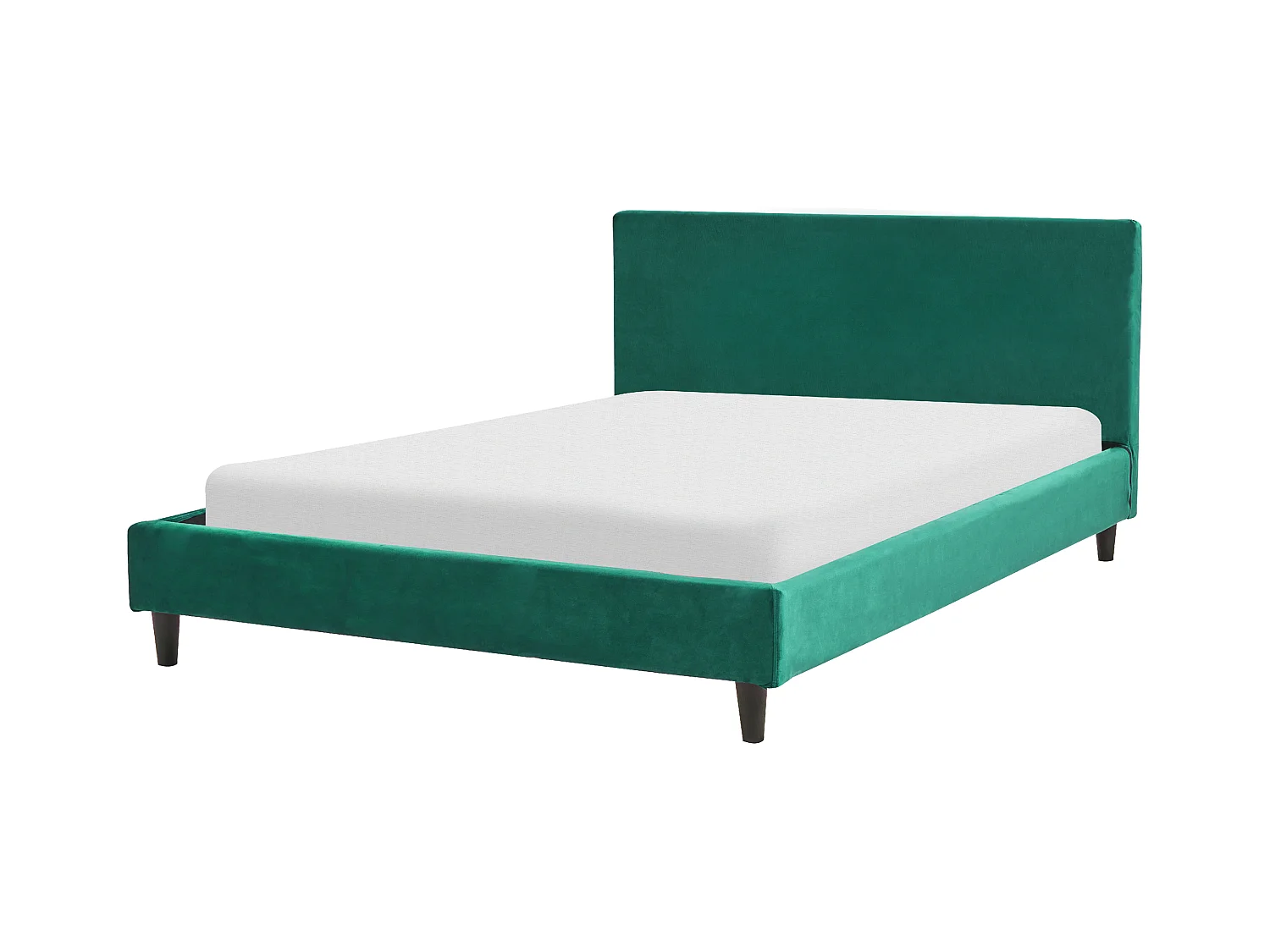 Modernes Doppelbett abnehmbarer Bettrahmenbezug Lattenrost 140 x 200 cm Samtstoff grün Fitou