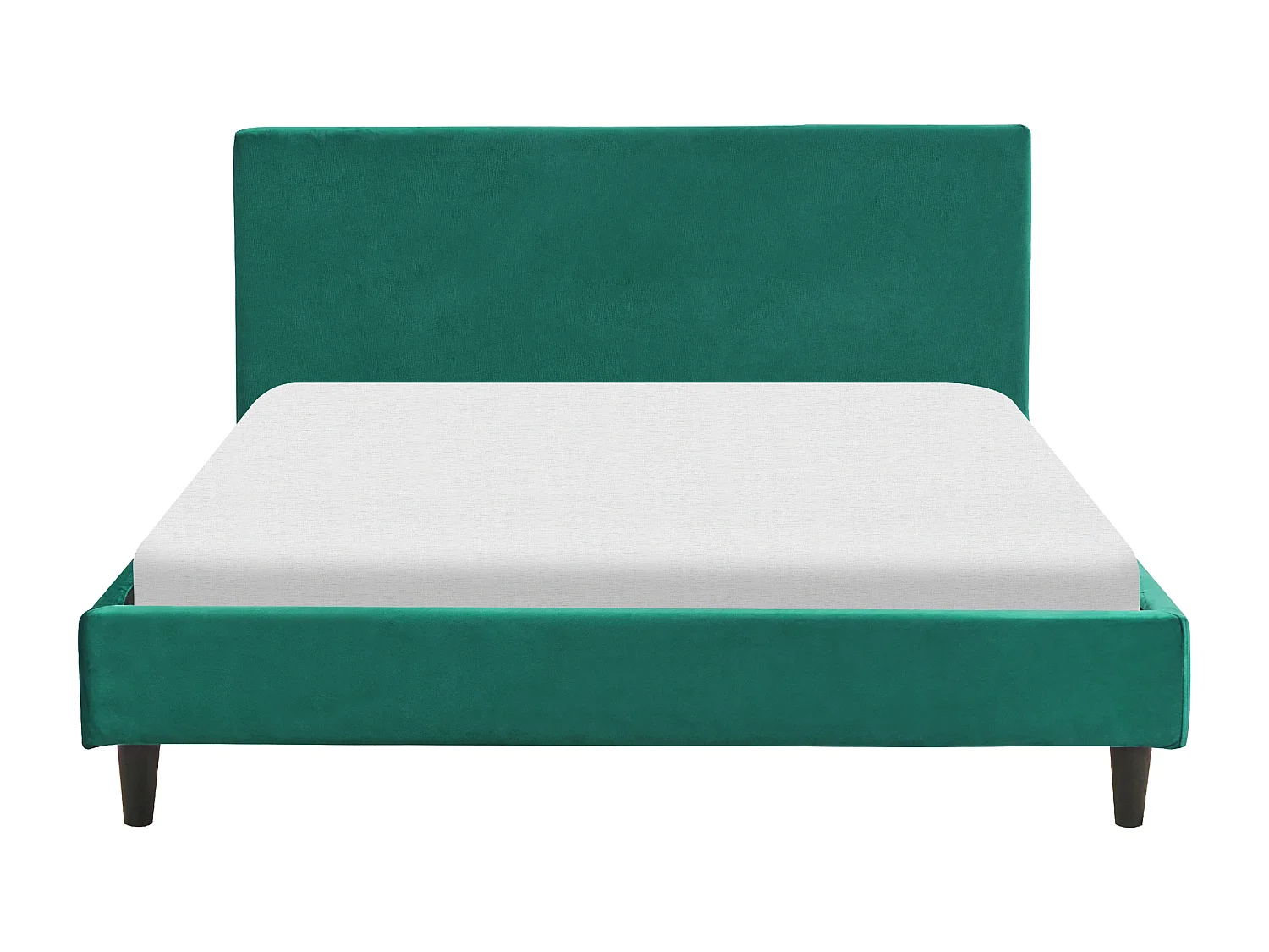 Modernes Doppelbett abnehmbarer Bettrahmenbezug Lattenrost 140 x 200 cm Samtstoff grün Fitou