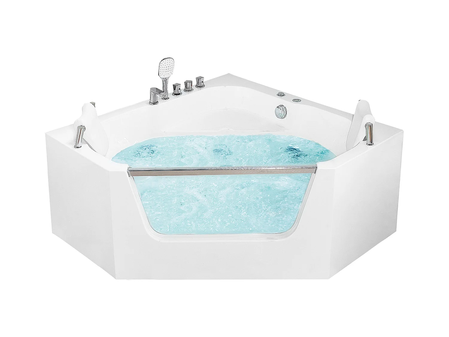 Baignoire d'angle à remous CANTALLA 150 x 150 cm Blanc
