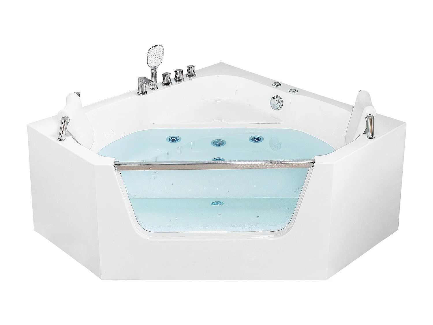 Baignoire d'angle à remous CANTALLA 150 x 150 cm Blanc