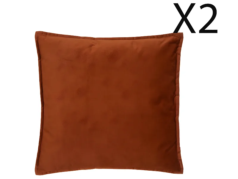 Lot de 2 coussins en polyester coloris terracotta - L. 45 x P. 5 x H. 45 cm