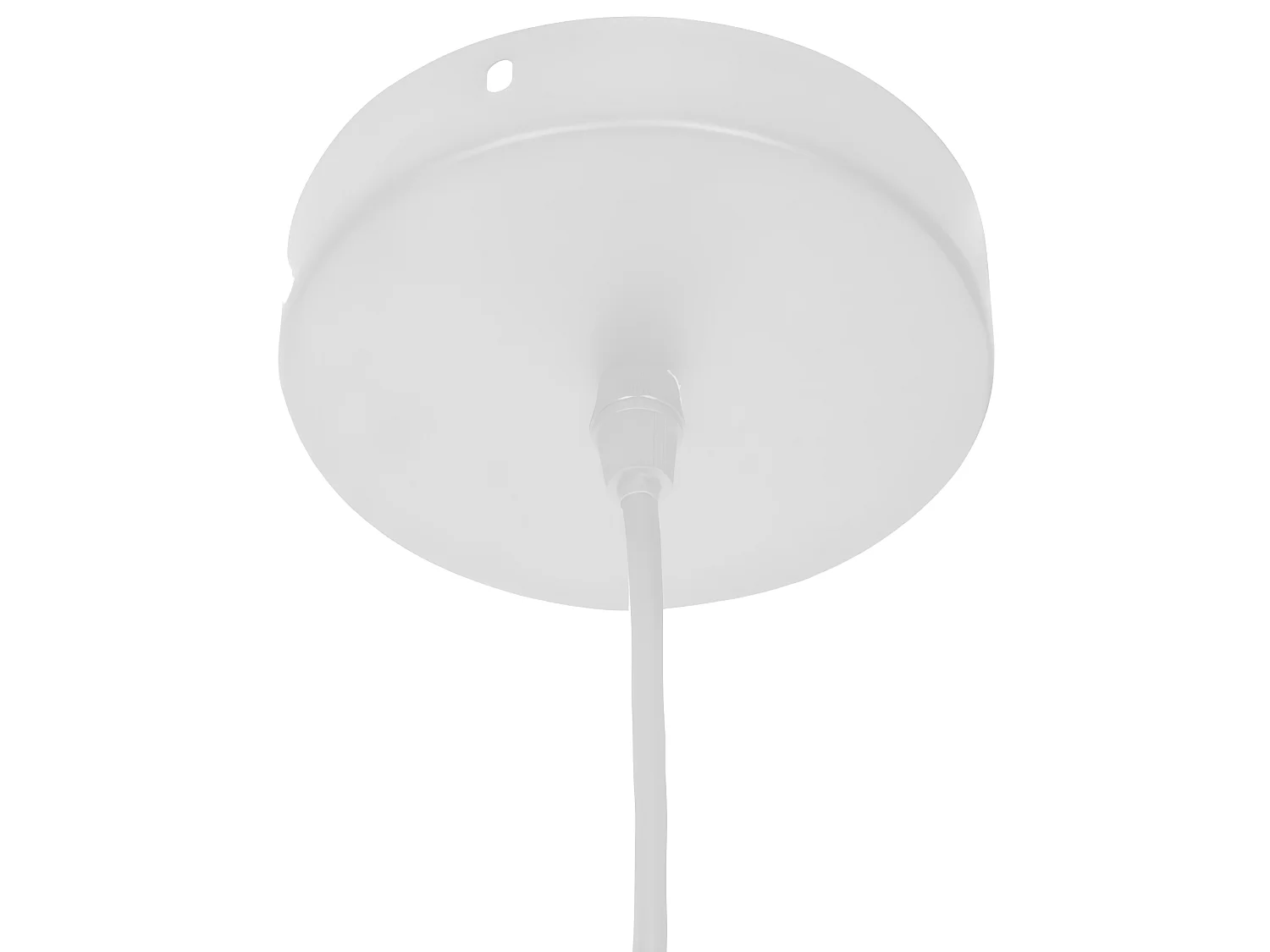 Lampe suspendue, Suspension luminaire en bois de rotin coloris beige et métal blanc
