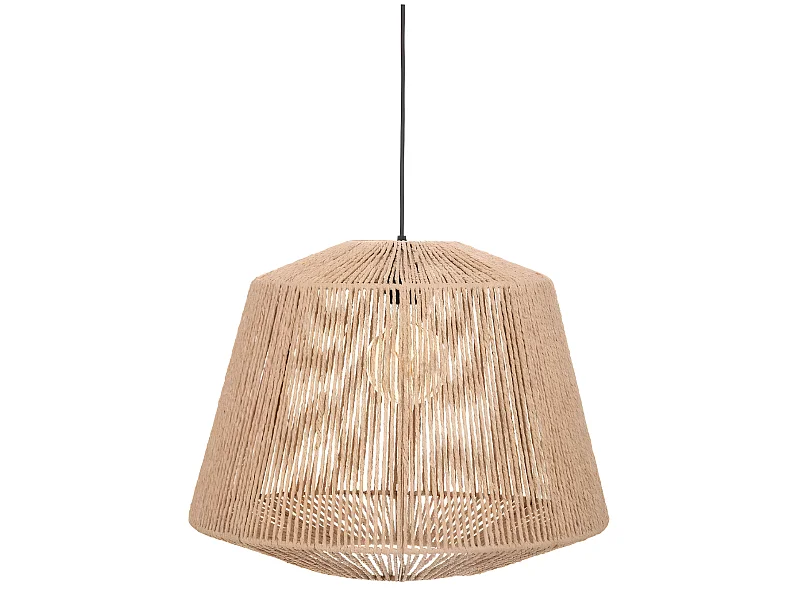 Lampe suspendue, Suspension luminaire coloris beige  et métal noir - D. 48 x H. 38 cm