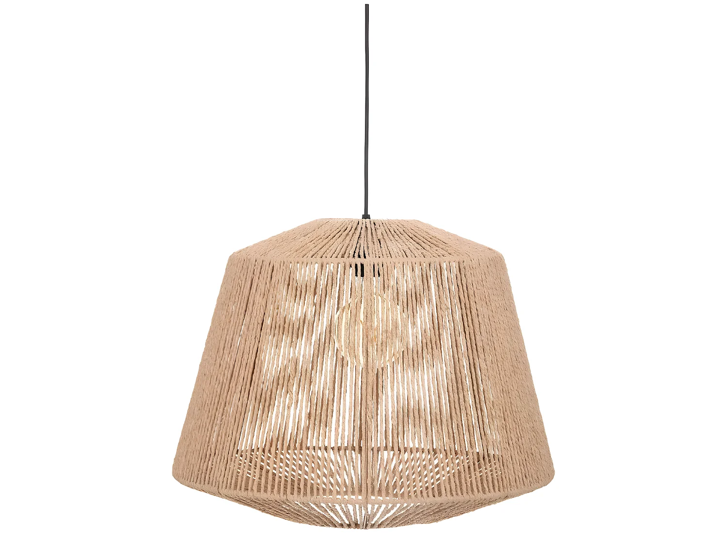 Lampe suspendue, Suspension luminaire coloris beige  et métal noir - D. 48 x H. 38 cm