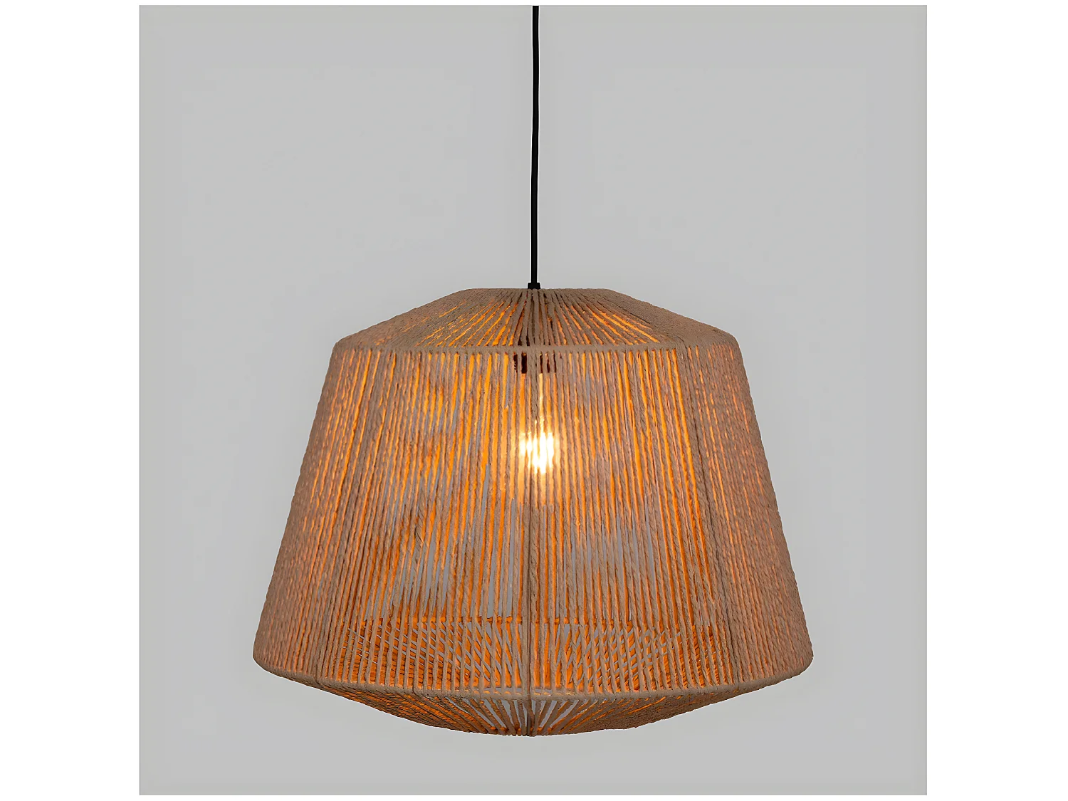 Lampe suspendue, Suspension luminaire coloris beige  et métal noir - D. 48 x H. 38 cm