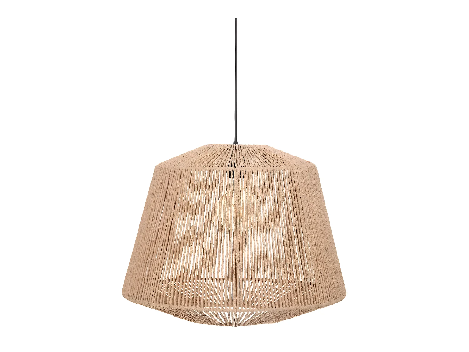 Lampe suspendue, Suspension luminaire coloris beige  et métal noir - D. 48 x H. 38 cm