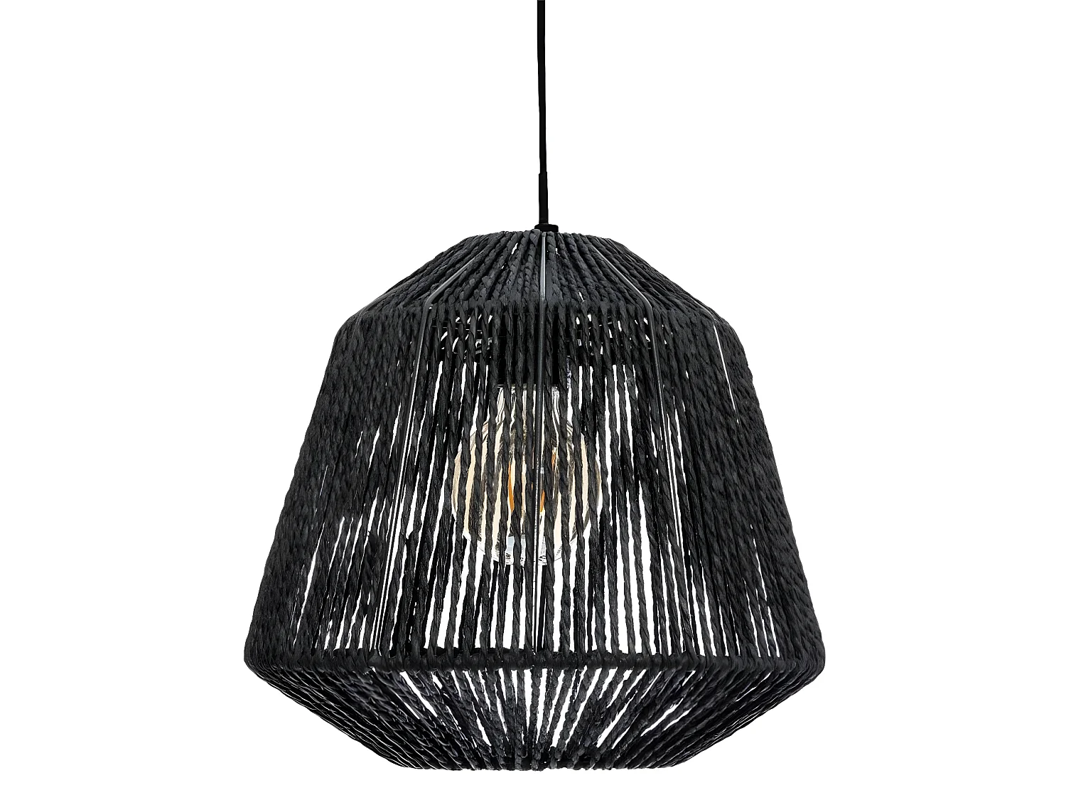 Lampe suspendue, Suspension luminaire coloris noir  et métal noir - D. 29 x H. 26,8 cm
