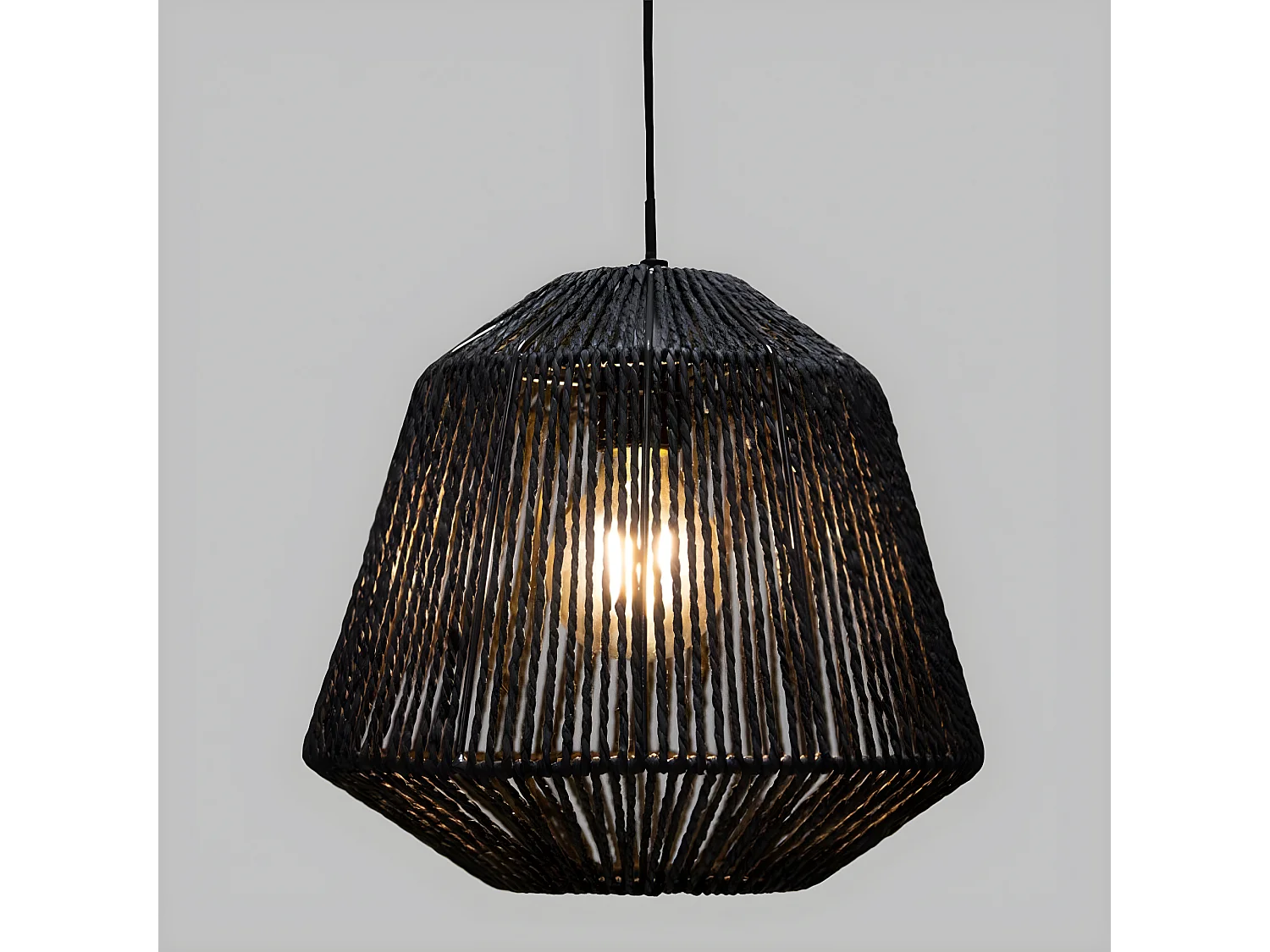 Lampe suspendue, Suspension luminaire coloris noir  et métal noir - D. 29 x H. 26,8 cm