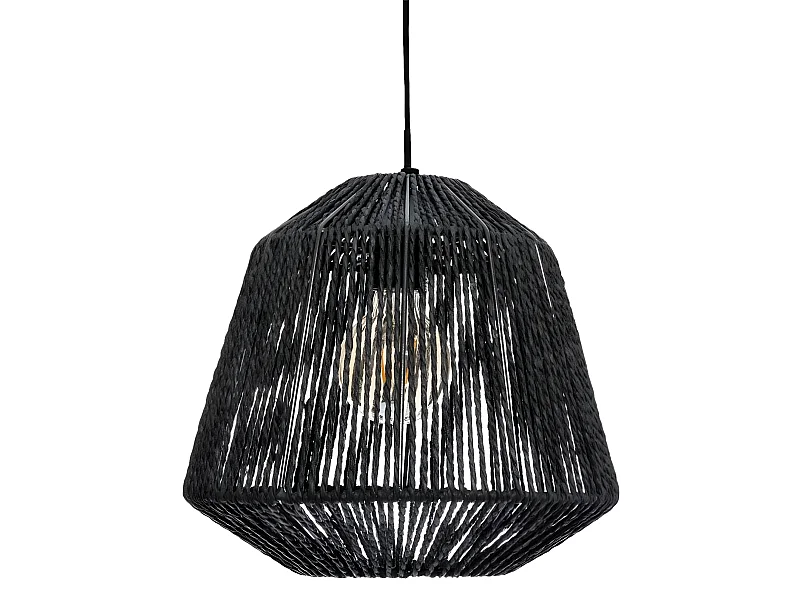 Lampe suspendue, Suspension luminaire coloris noir  et métal noir - D. 29 x H. 26,8 cm