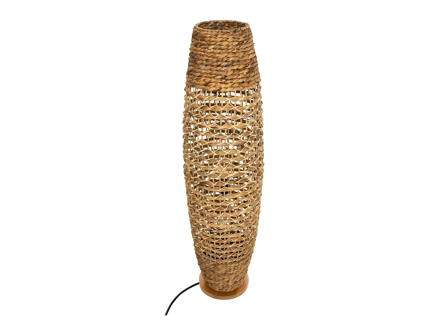 Lampadaire, lampe à poser sans pieds coloris Beige et métal noir - diamètre 31 x H. 118 cm