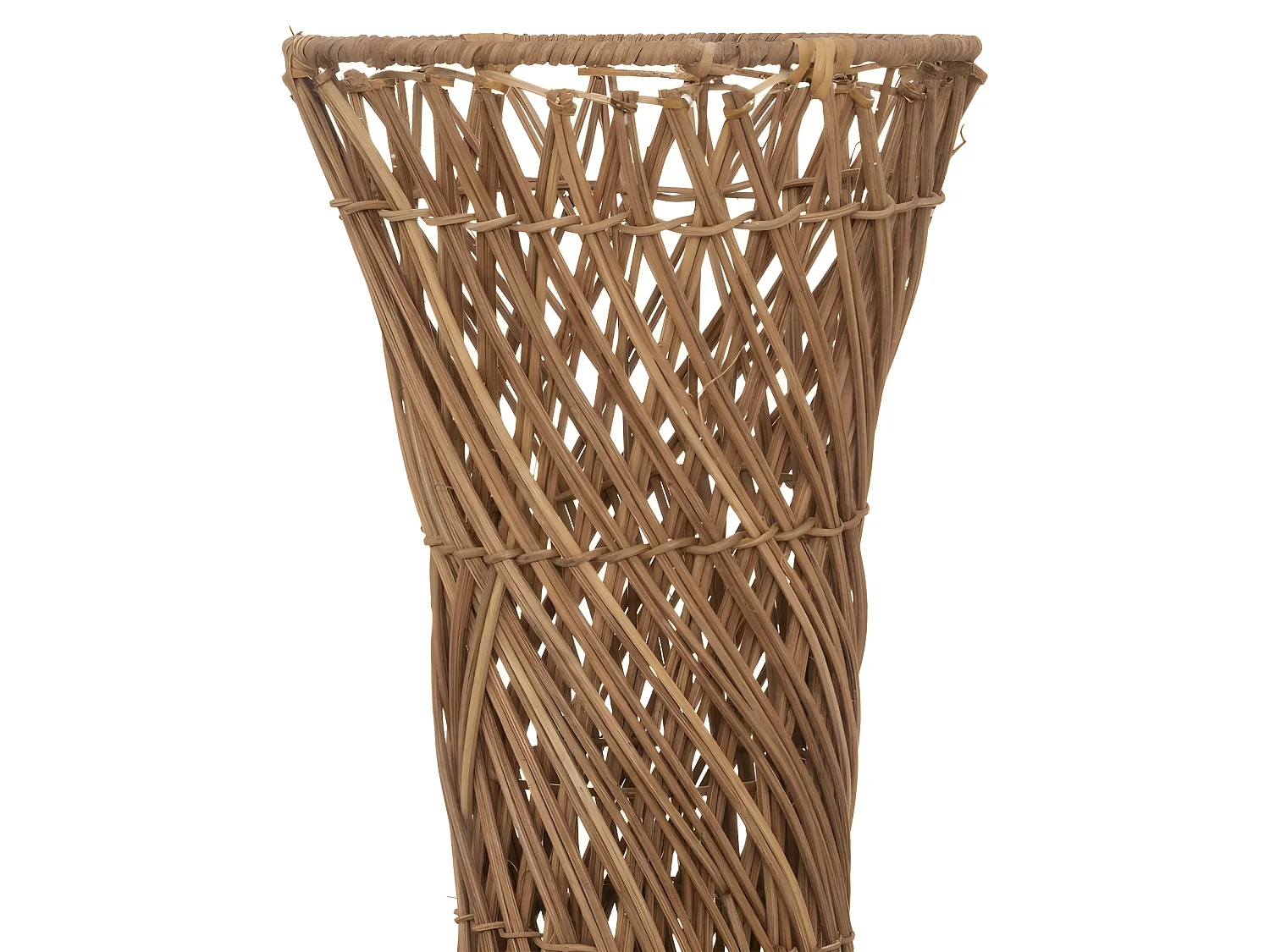 Lampadaire, lampe à poser en rotin tressé coloris beige  et métal noir