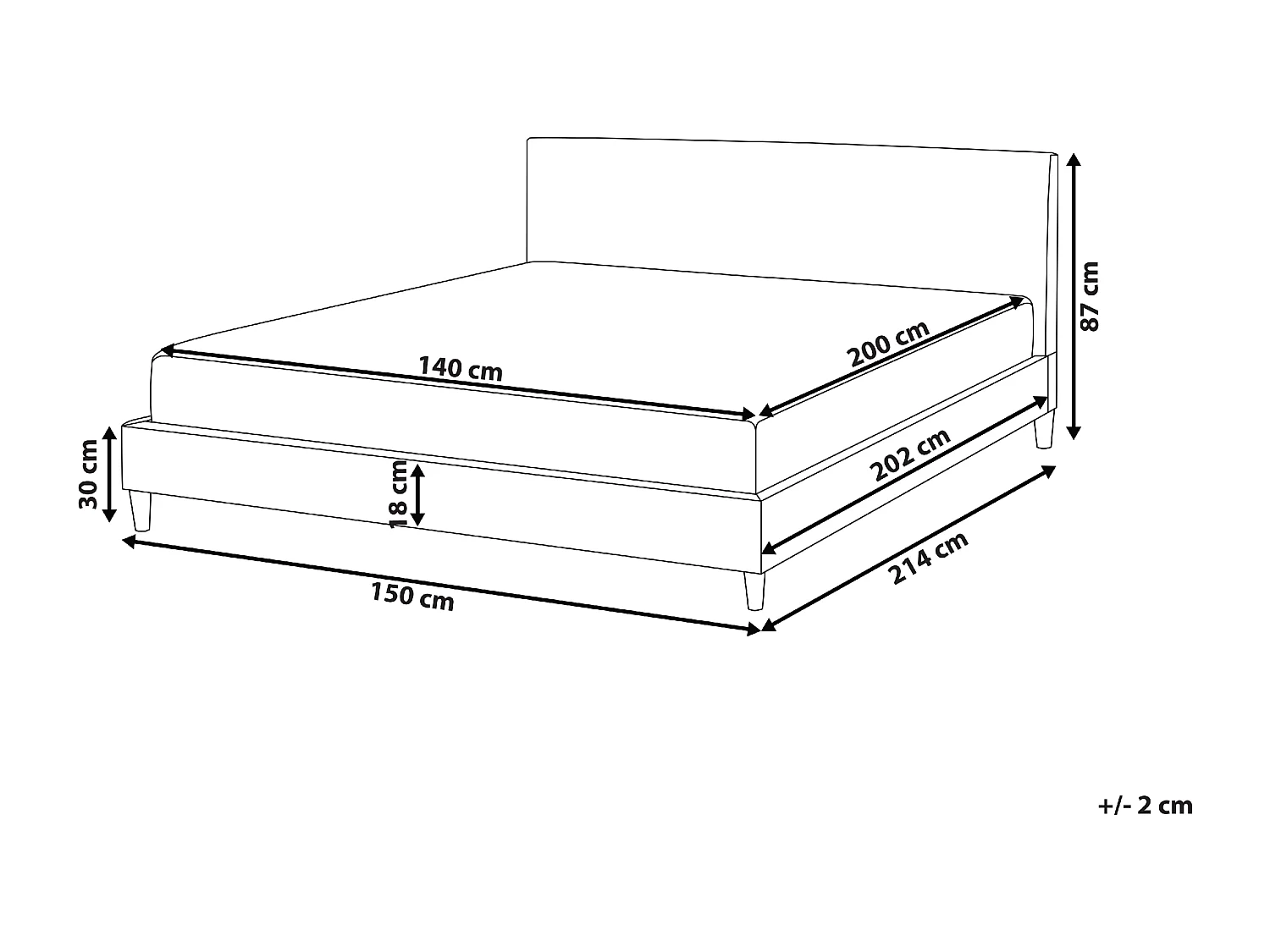 Lit avec sommier Cuir PU FITOU 140 x 200 cm Marron