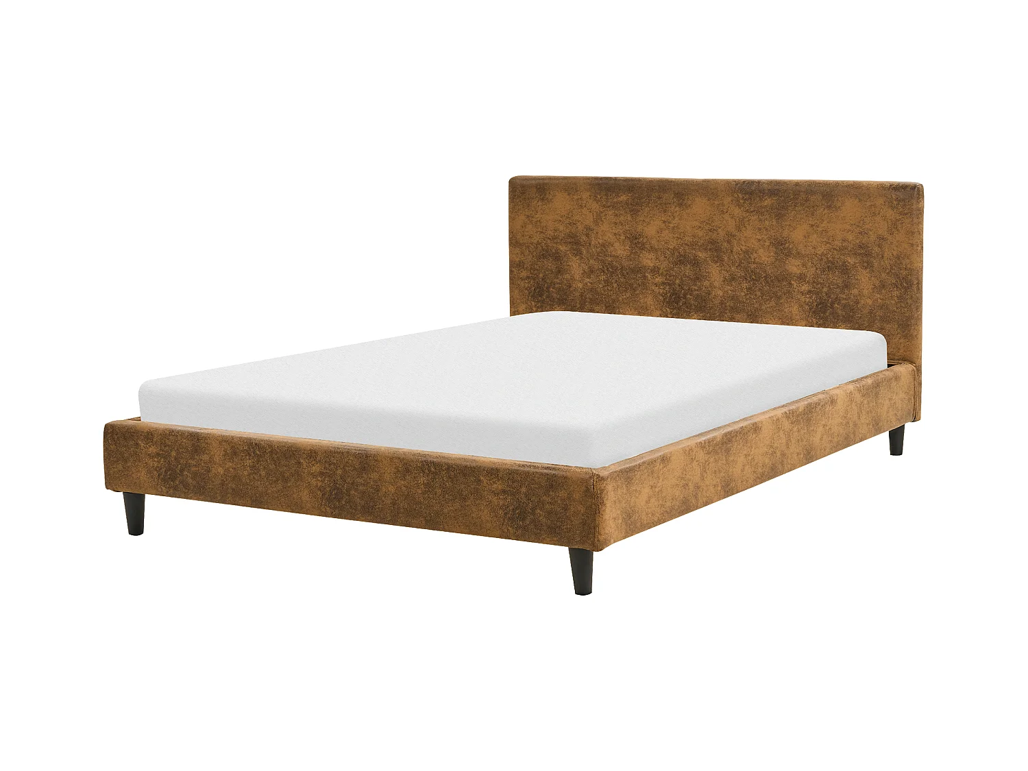 Modernes Doppelbett abnehmbarer Bettrahmenbezug Lattenrost 140 x 200 cm braun Lederoptik Fitou