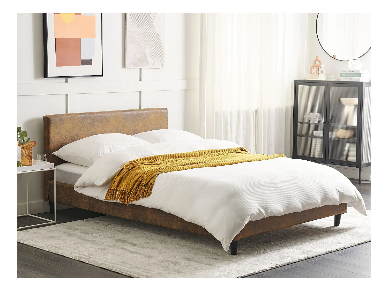 Bed Kunstleer FITOU 140 x 200 cm Bruin