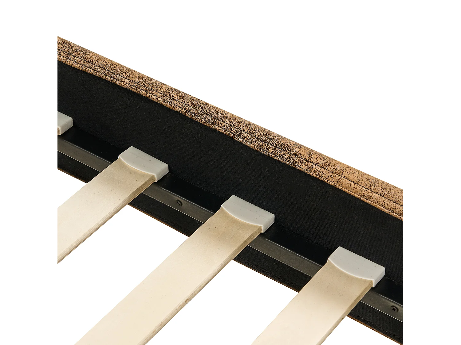 Lit avec sommier Cuir PU FITOU 140 x 200 cm Marron