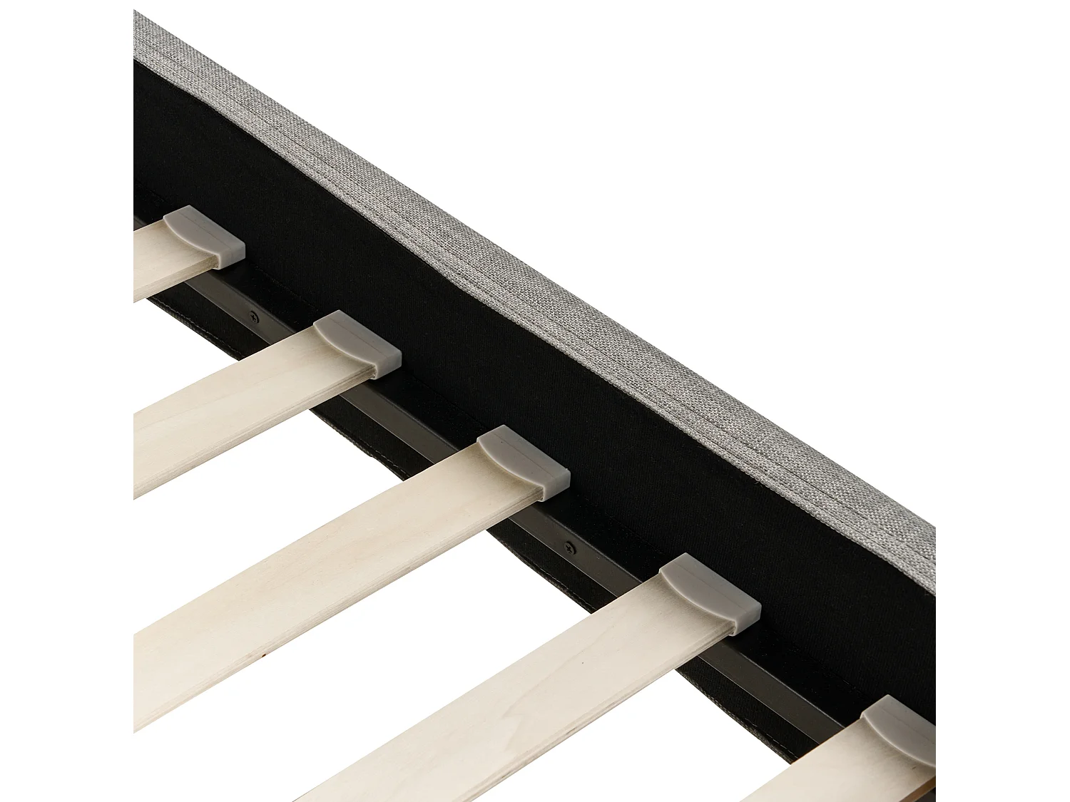 Lit avec sommier Tissu FITOU 90 x 200 cm Gris clair