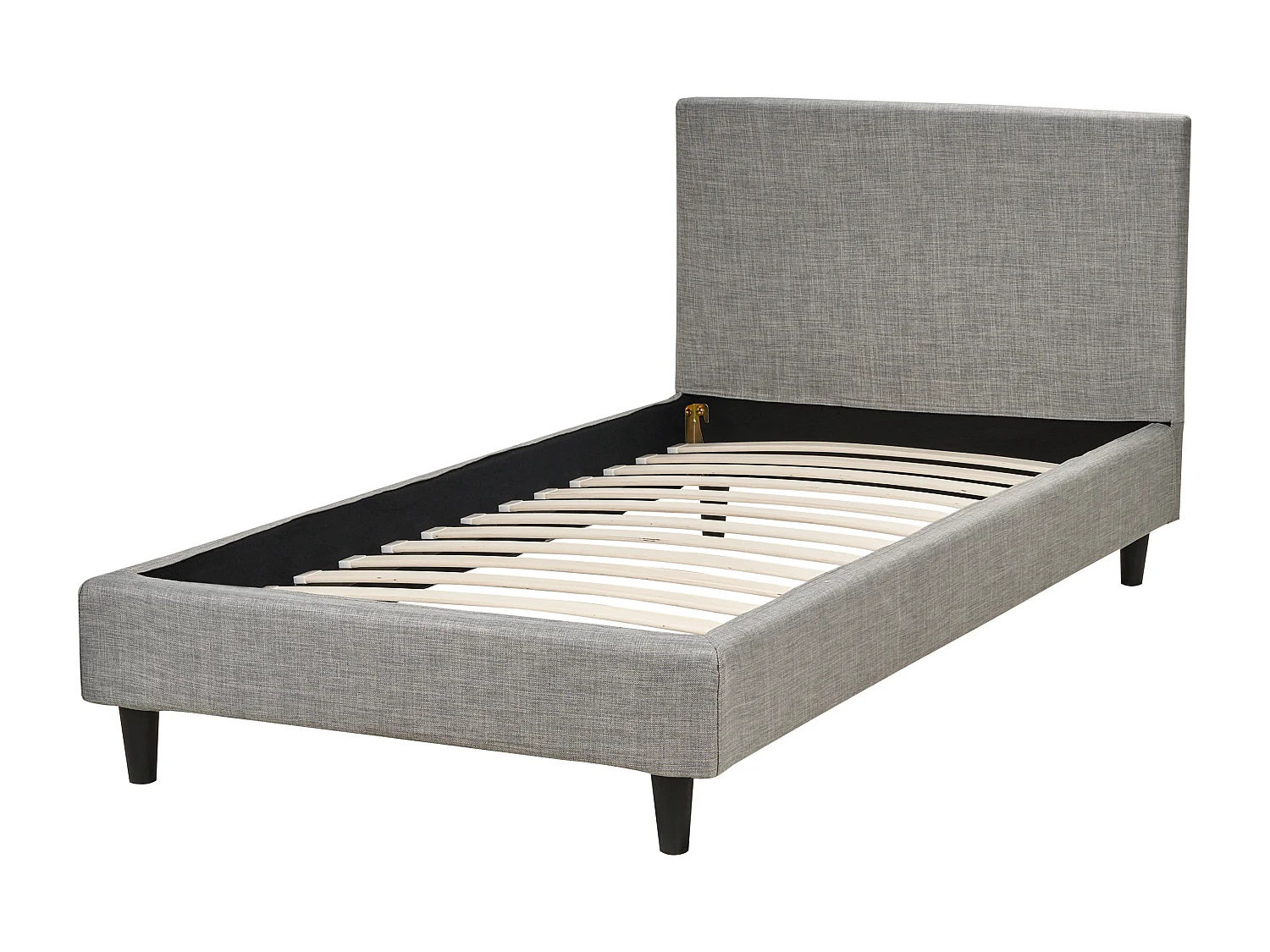 Lit avec sommier Tissu FITOU 90 x 200 cm Gris clair