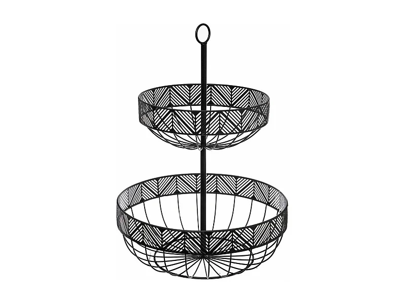 Corbeille à Fruits 2 Étages Métal "Frise" 42cm Noir