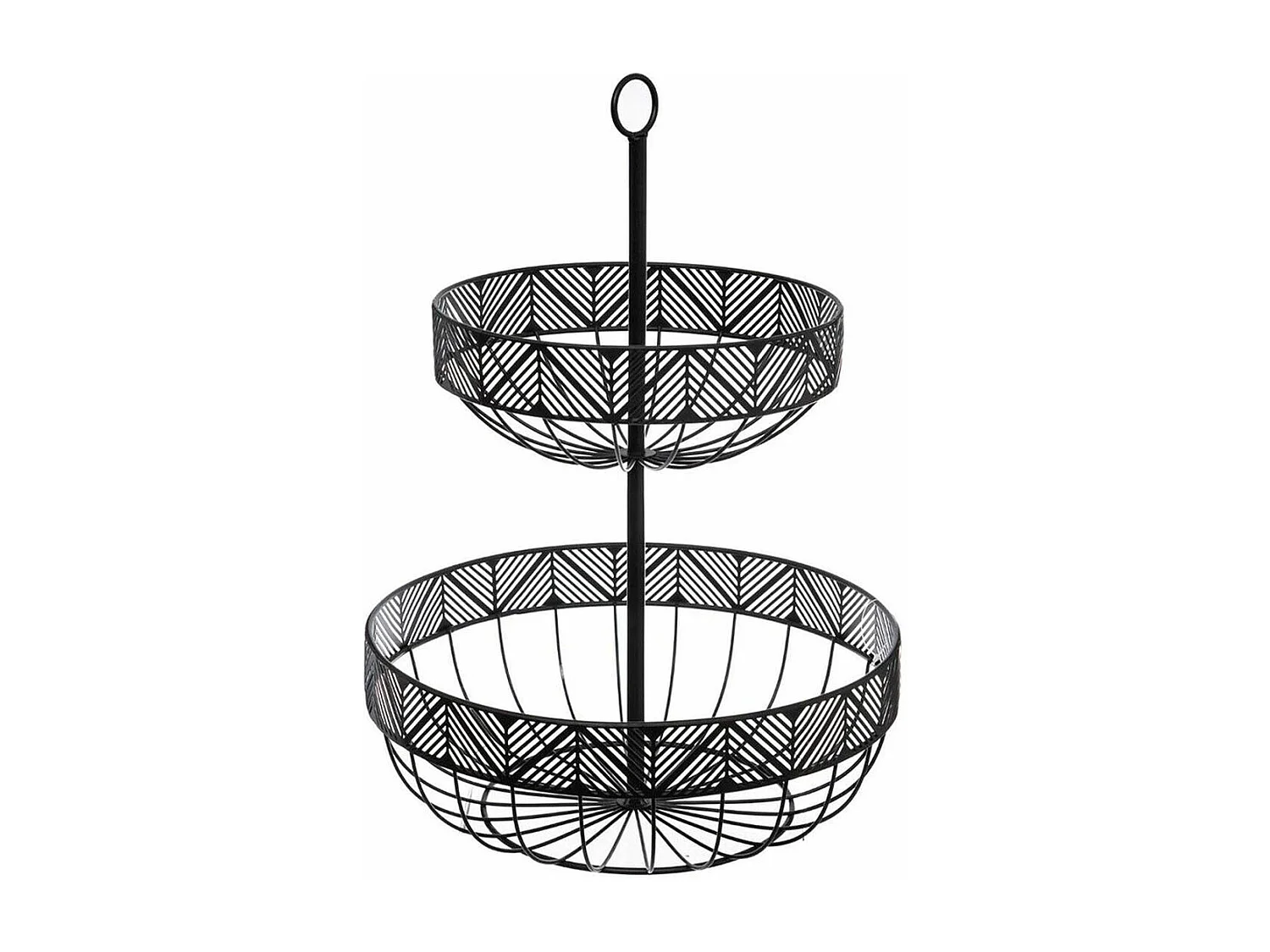 Corbeille à Fruits 2 Étages Métal "Frise" 42cm Noir