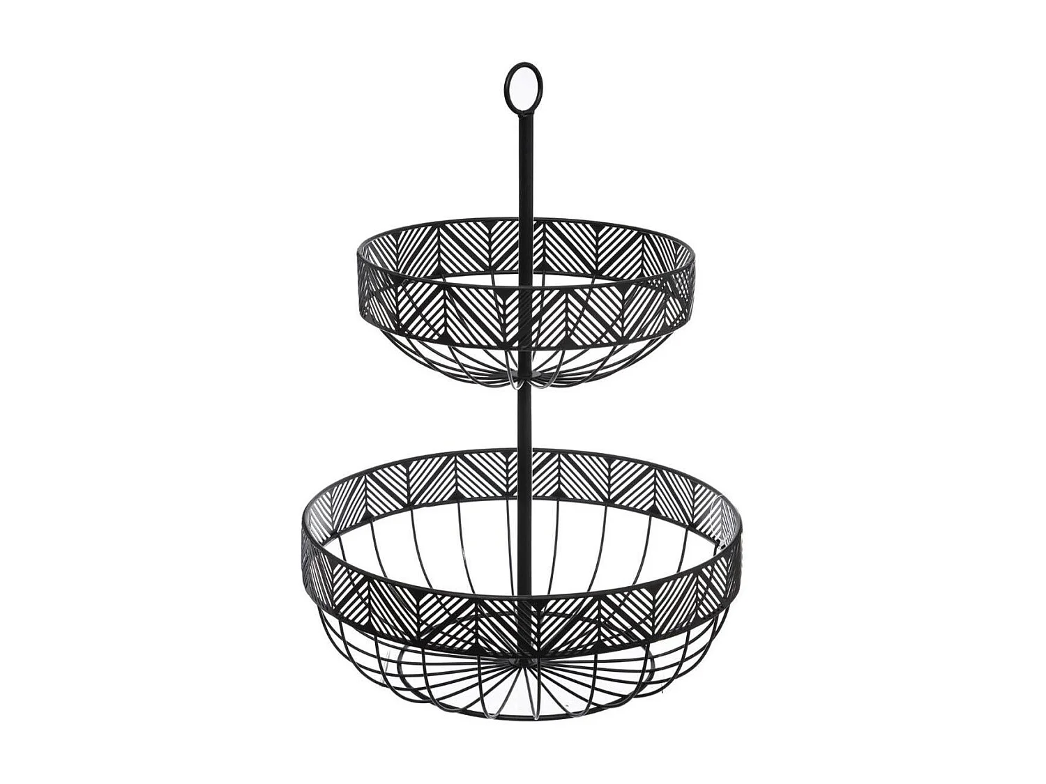 Corbeille à Fruits 2 Étages Métal "Frise" 42cm Noir