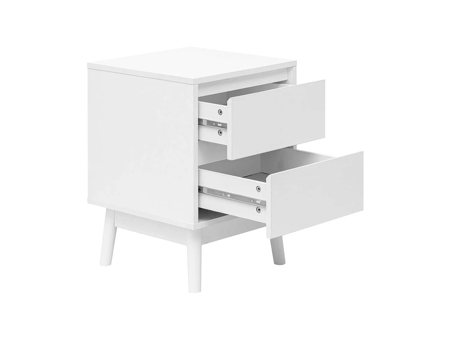 Table de Chevet 2 Tiroirs Polyvalente Blanc MDF Style Scandinave